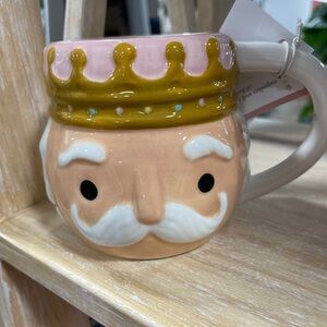 Pastel Pink Christmas Nutcracker Head Cupcakes & Cashmere Ceramic Coffee Mug NWT